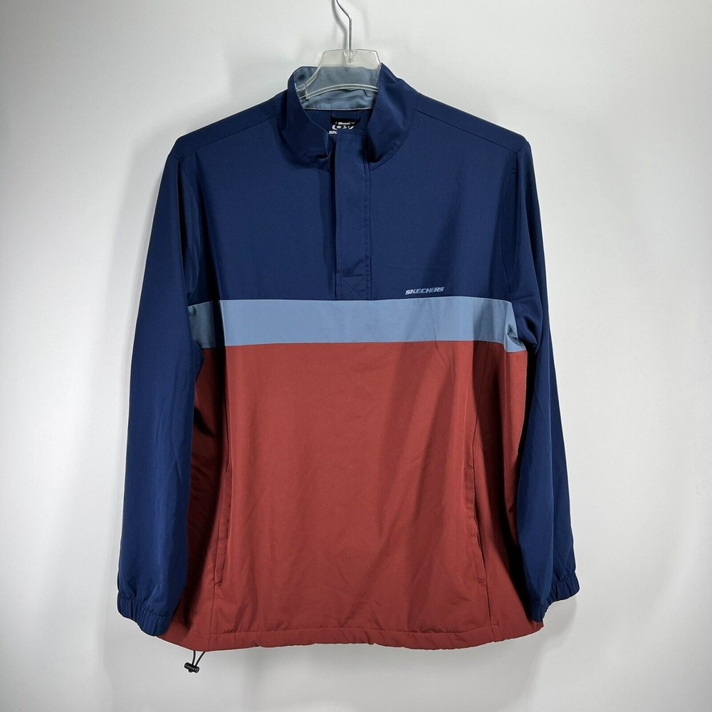 Skechers Mens Skechweave Windbreaker Jacket Size L Block Color Pullover 1/4 Zip - Picture 2 of 10